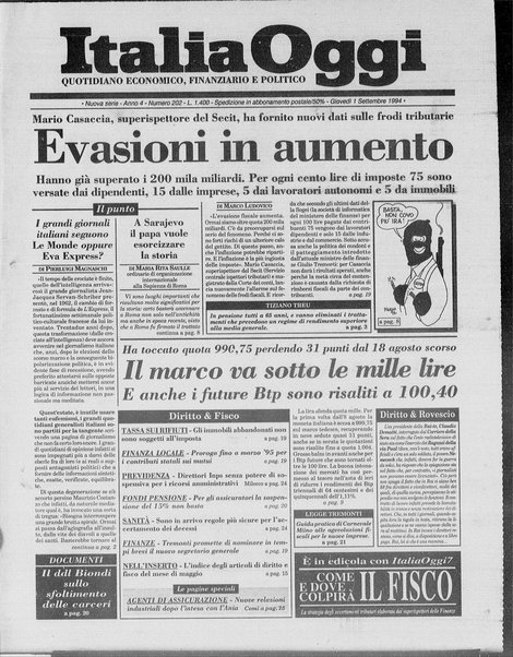 Italia oggi : quotidiano di economia finanza e politica